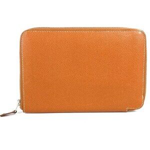 HERMES Zip Around Travel Case Azap combine Long Wallet Epsom Gold